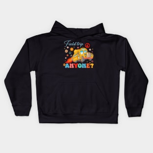 Field Trip Anyone Groovy School Bus Driver Yellow Bus Driver Kids Hoodie